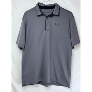 Under Armour Men's Size XL Gray Short Sleeve 3 Button Polo Shirt Golf Vacation